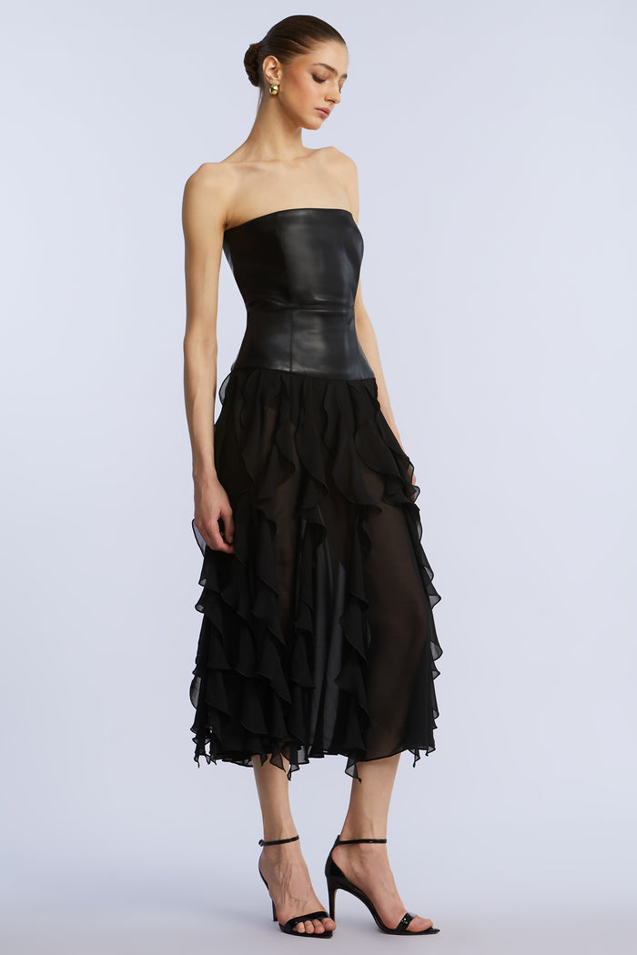 Leather Chiffon Dress
