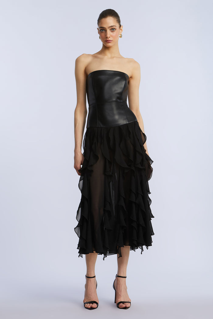Leather Chiffon Dress