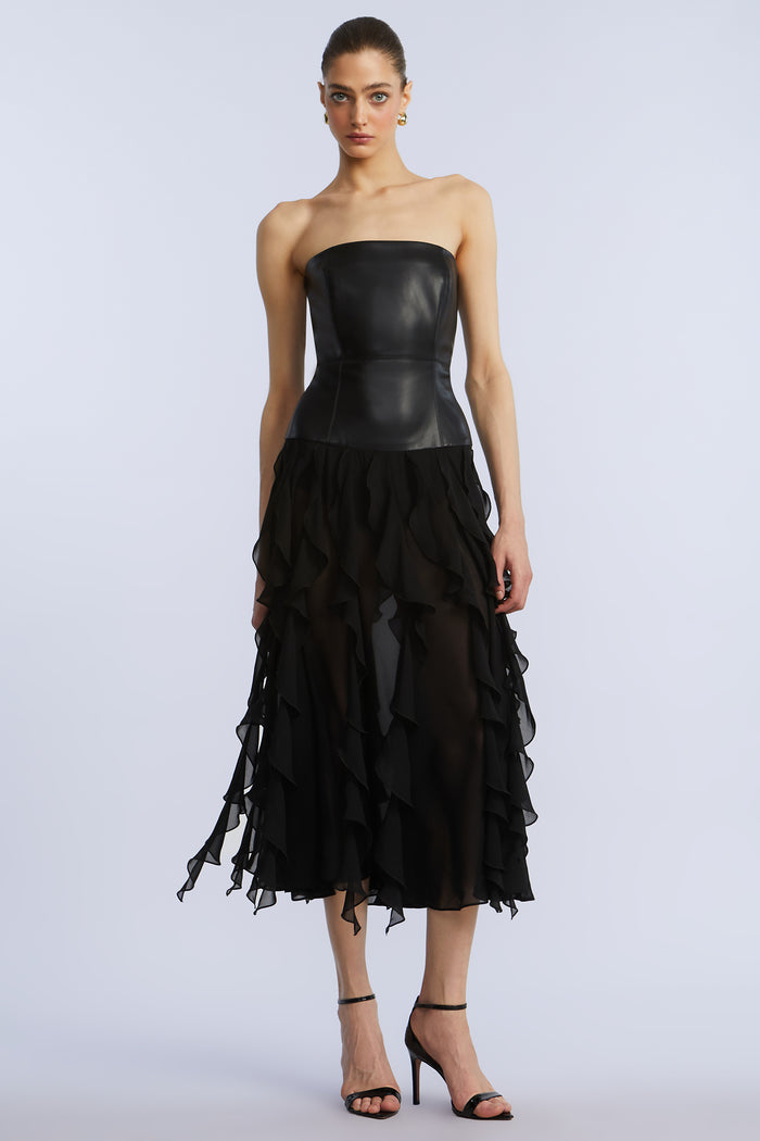 Leather Chiffon Dress