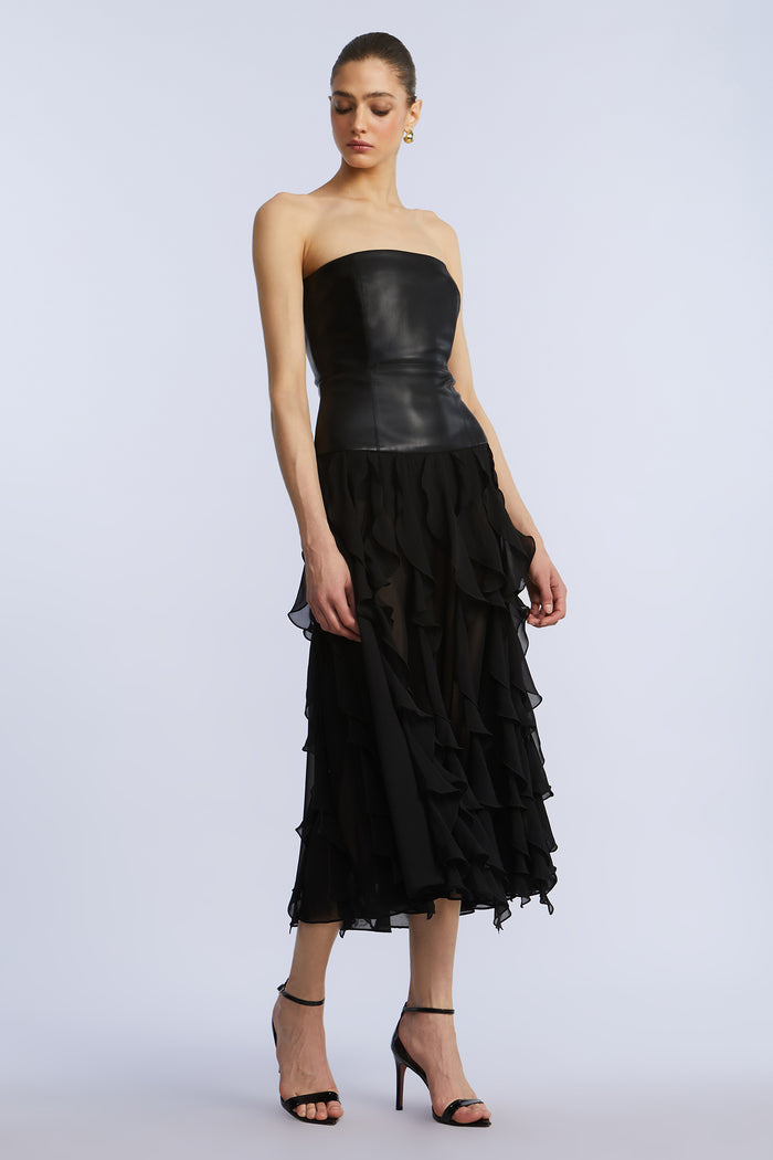 Leather Chiffon Dress