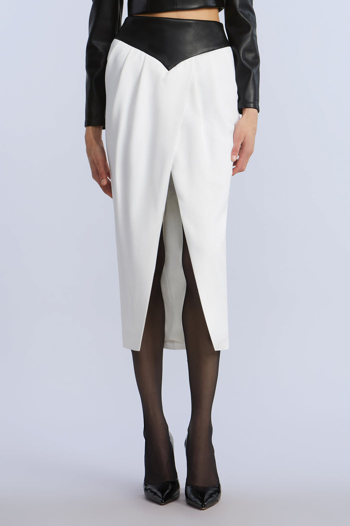 Leather Crepe Skirt