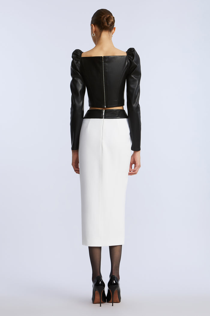 Leather Crepe Skirt