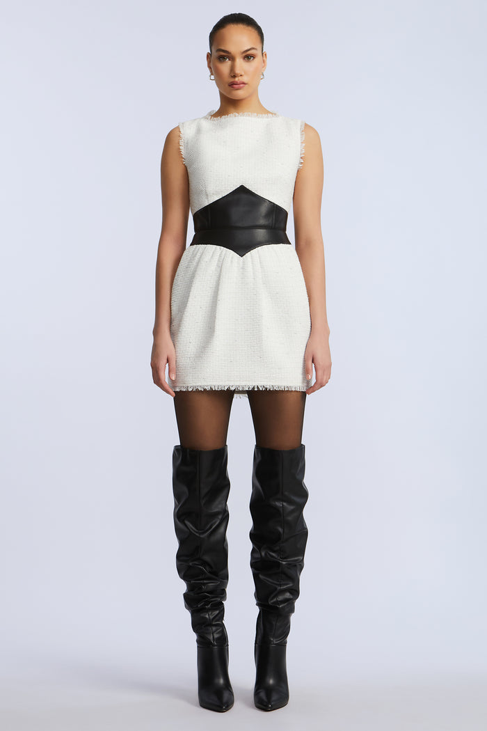Leather Tweed Dress