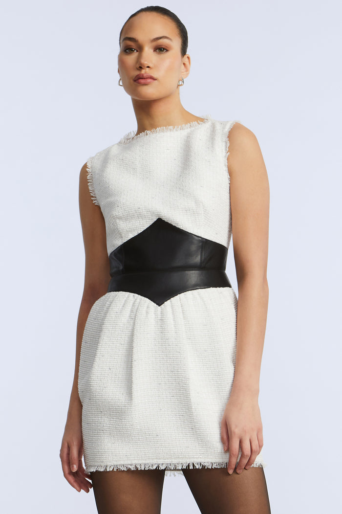 Leather Tweed Dress