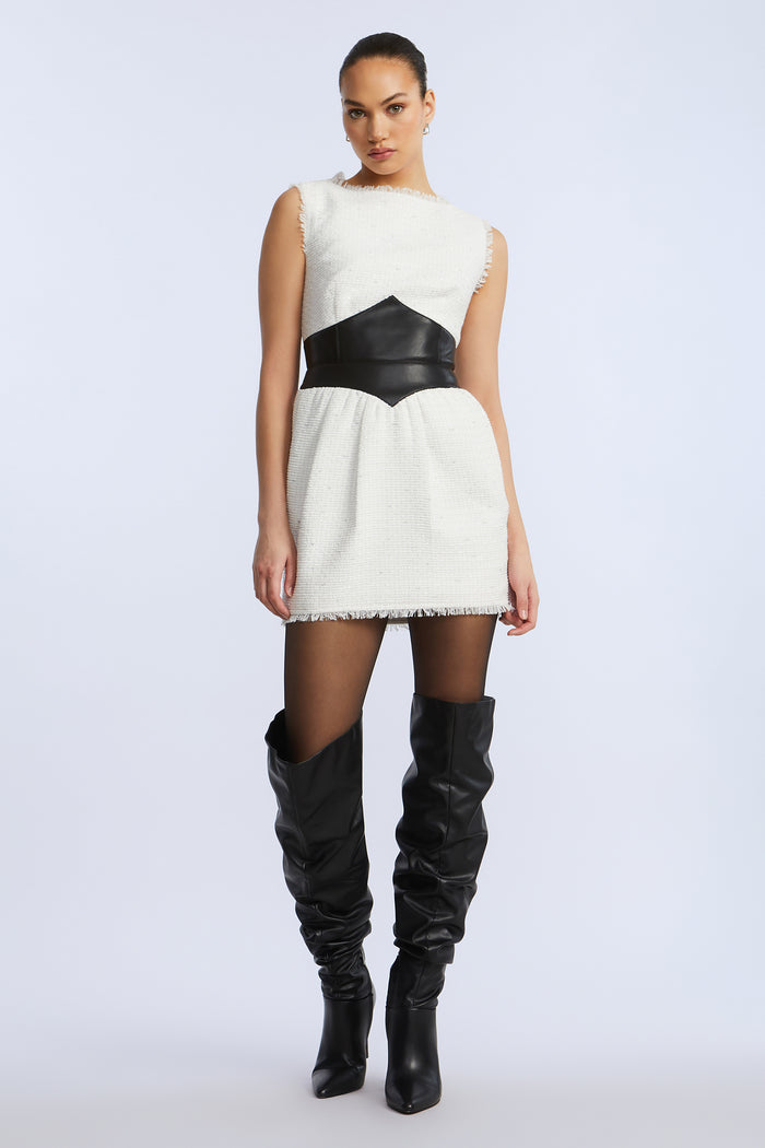 Leather Tweed Dress