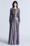 Long Sleeve Sequin Gown
