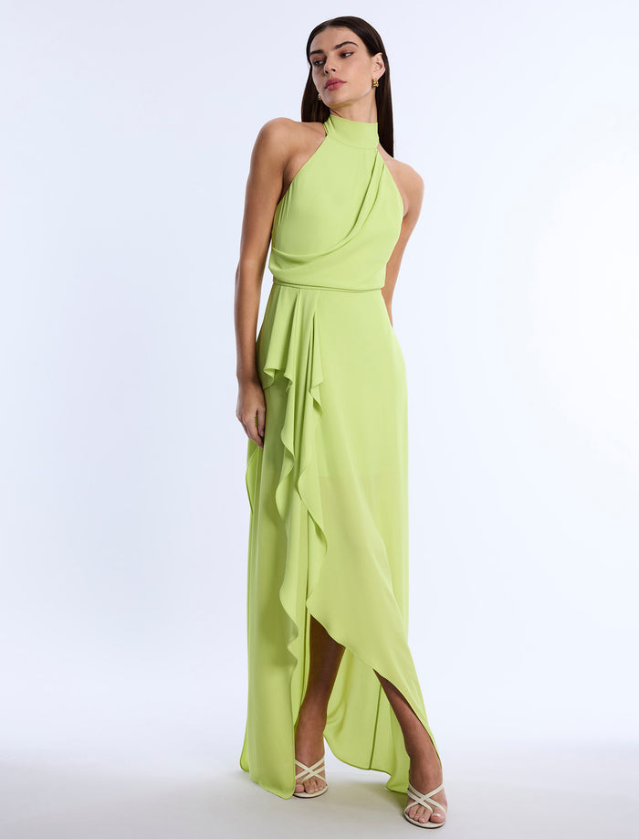 Mock Neck Drape Gown