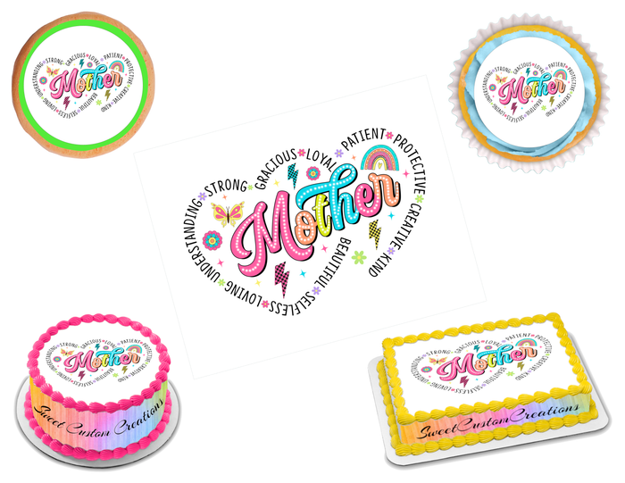 Mother's Day Edible Image Frosting Sheet #2 Topper (80+ sizes)