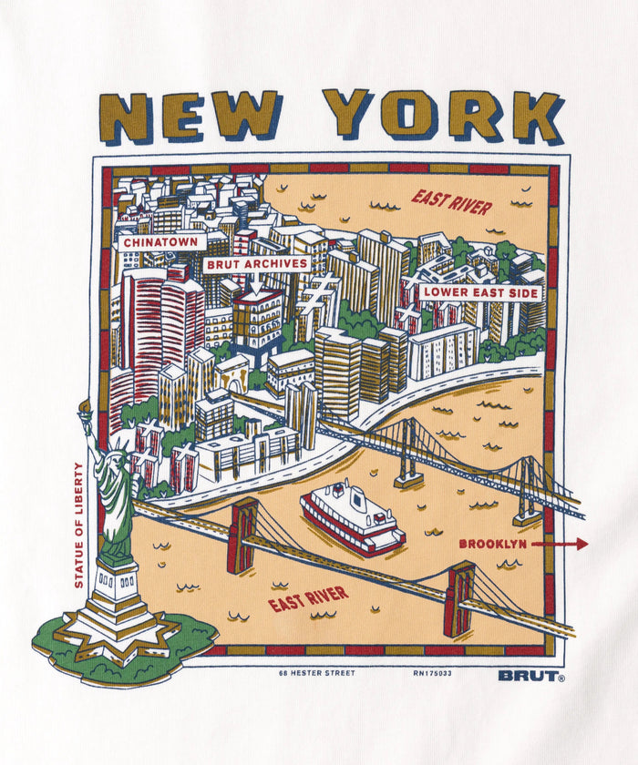 NEW YORK MAP TEE T-Shirts X-SMALL / WHITE - BRUT Clothing