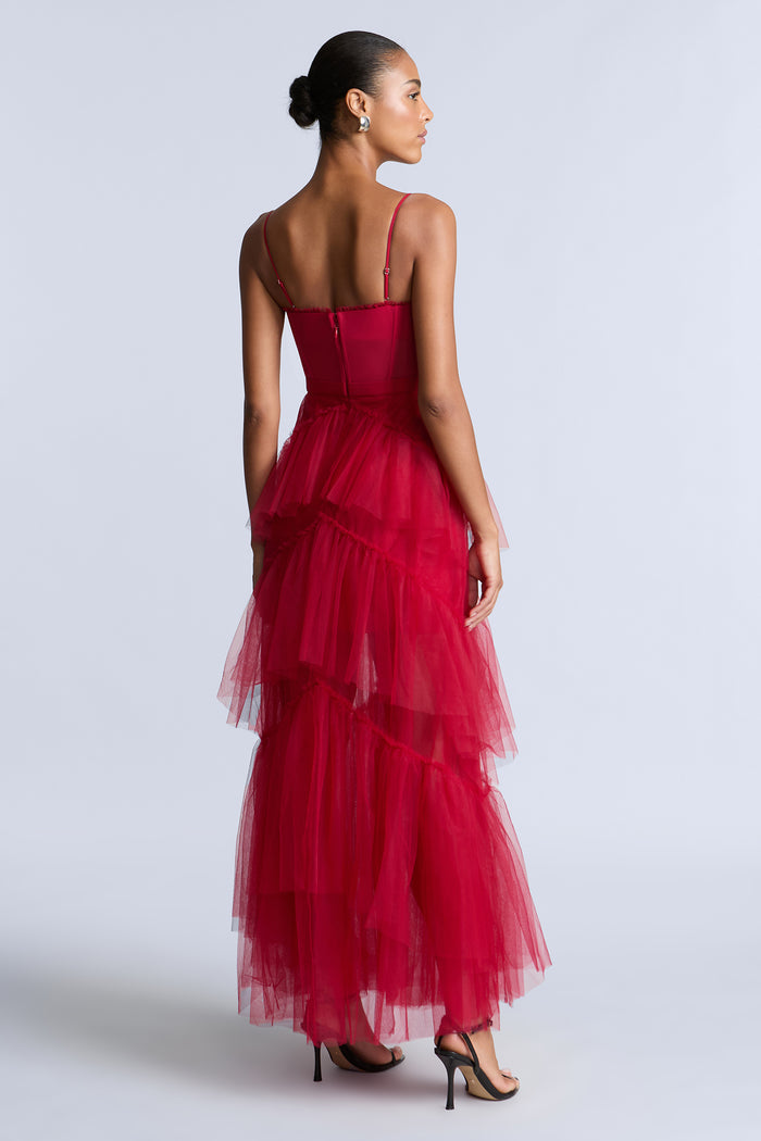 Oly Tiered Ruffle Tulle Evening