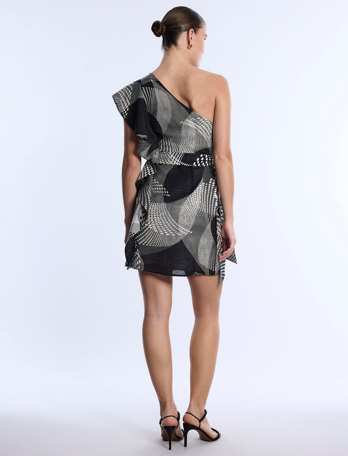 One Shoulder Flounce Mini