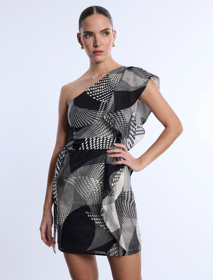 One Shoulder Flounce Mini