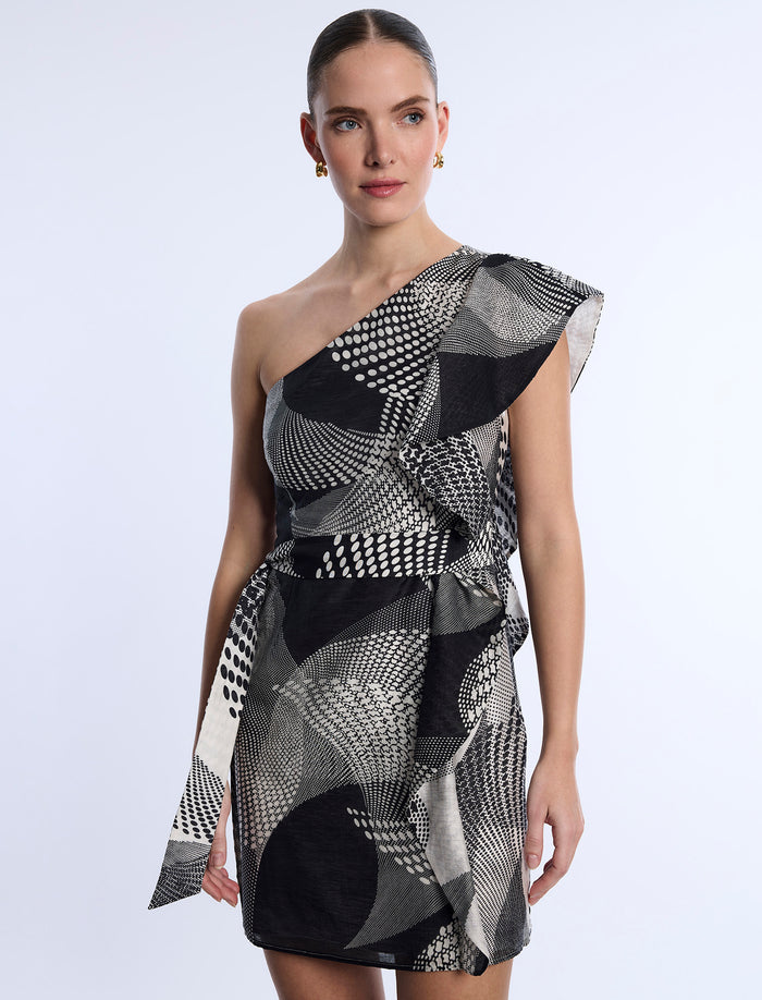 One Shoulder Flounce Mini