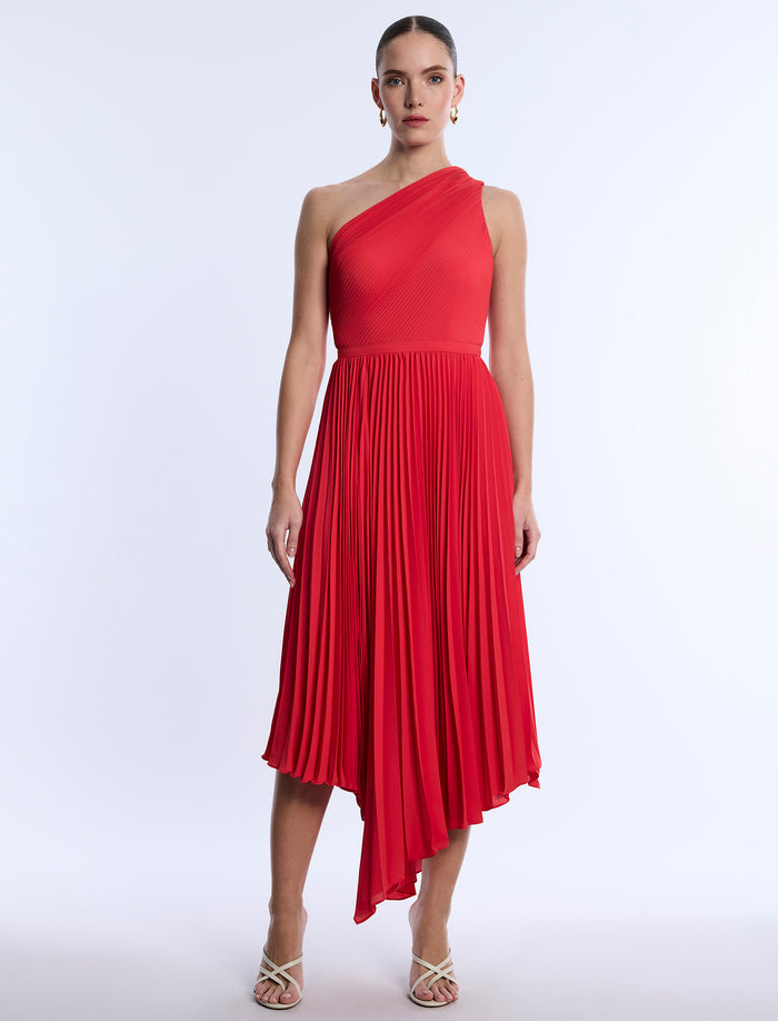 One Shoulder Pleated Dress