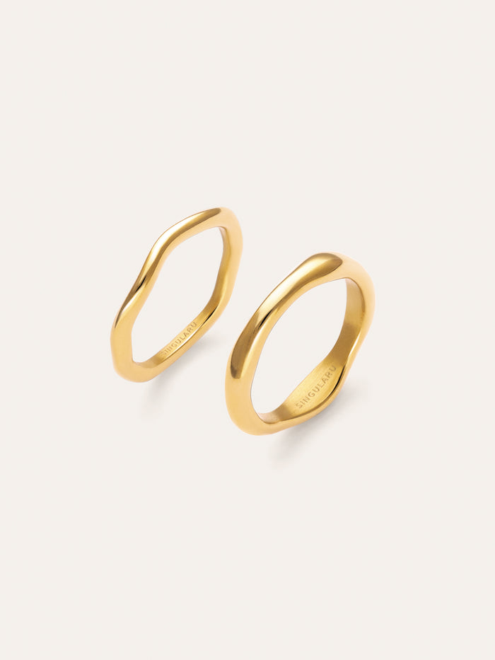 Pack 2 Anillos Nea Acero Baño Oro