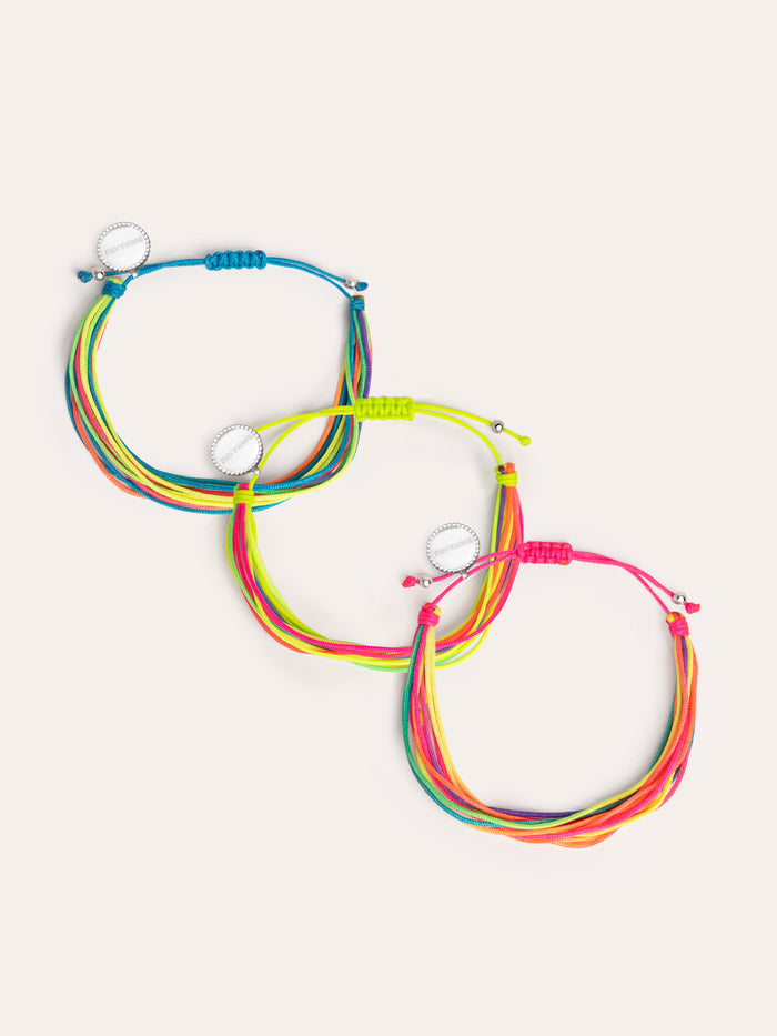 Pack 3 Pulseras Neon Rainbow Fruits Acero