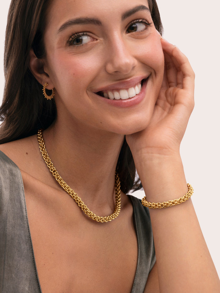 Pack Regalo Collar  Big Rope y Pulsera Big Rope Acero Baño Oro