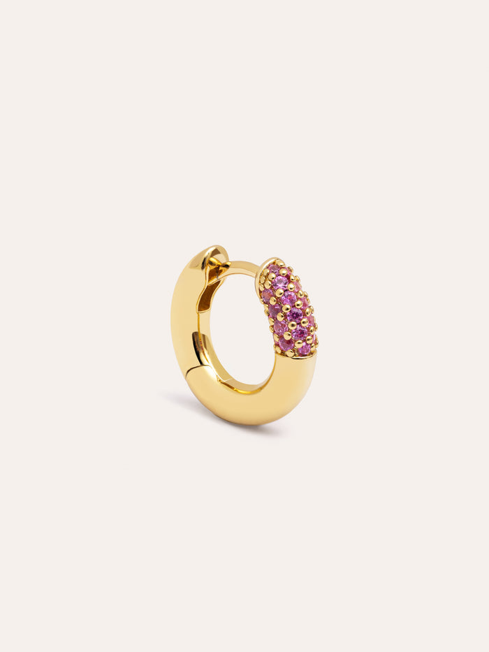 Pendiente Suelto Aro Alma Pink Baño Oro