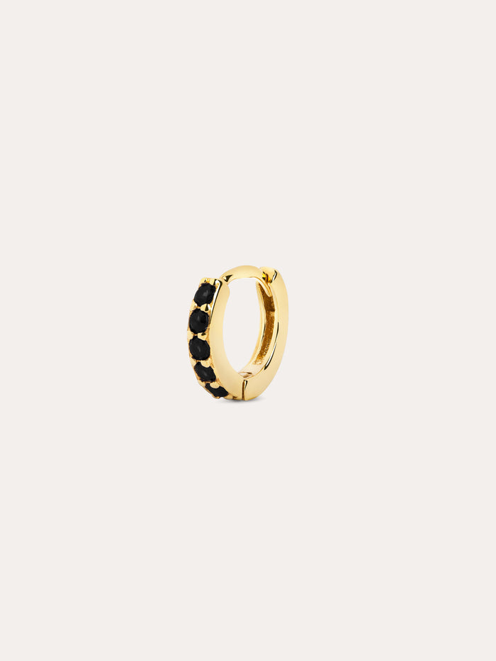 Pendiente Suelto Aro Cleo M Black Baño Oro