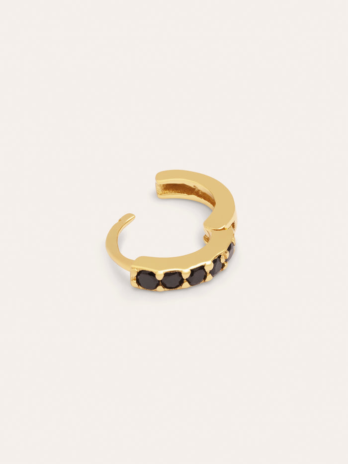 Pendiente Suelto Aro Cleo M Black Baño Oro