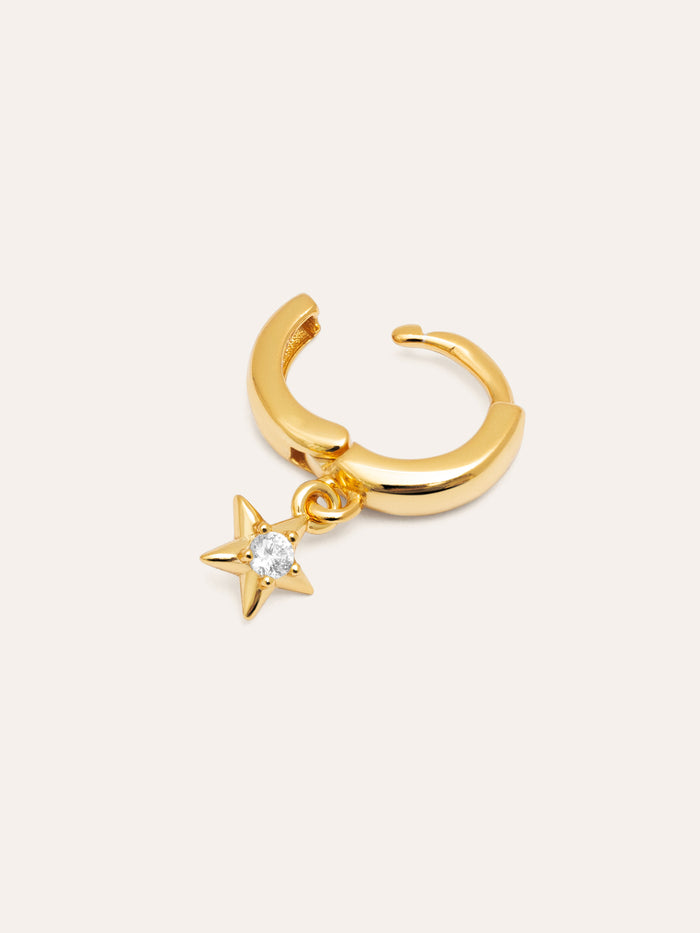 Pendiente Suelto Aro Dance Star Baño Oro
