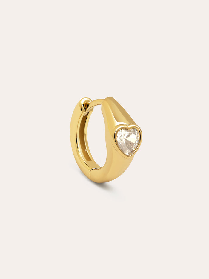 Pendiente Suelto Aro Heart Baño Oro