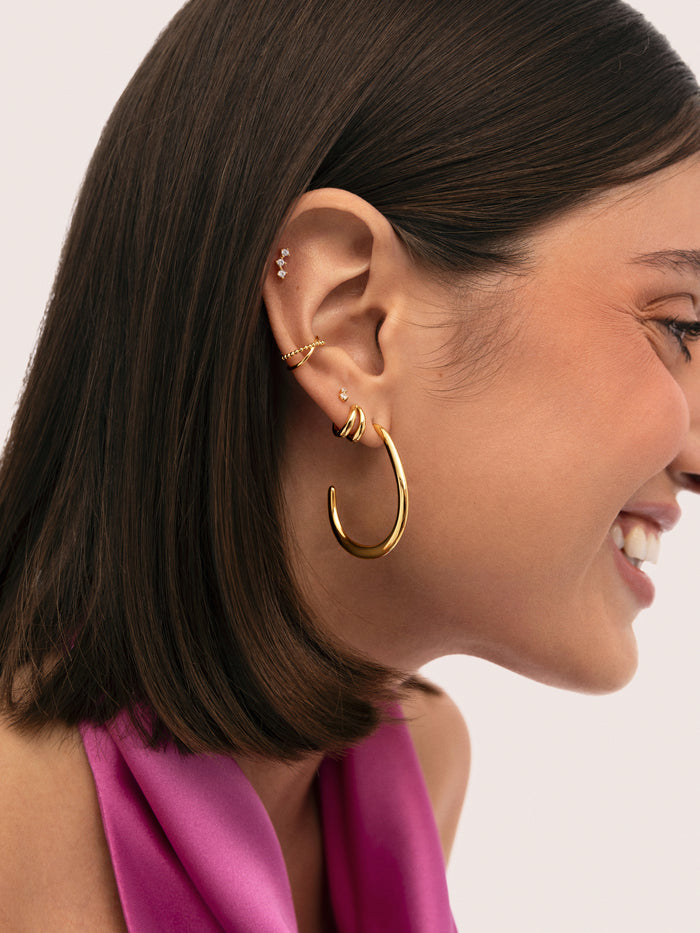 Pendiente Suelto Ear Cuff Nina Plata Baño Oro