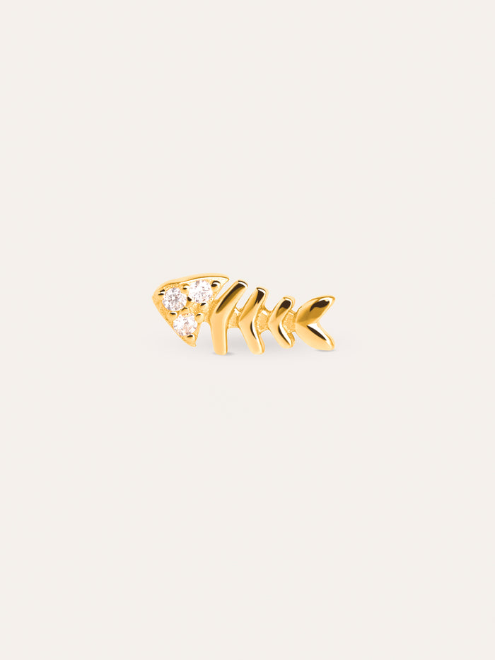 Pendiente Suelto Fishbone Spark Baño Oro