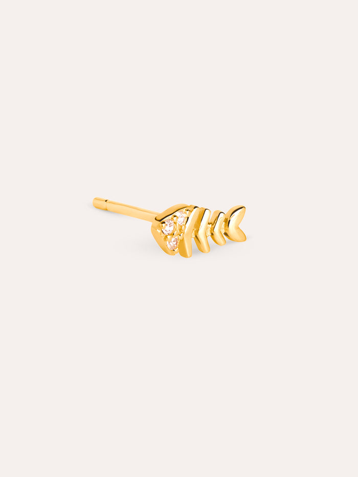Pendiente Suelto Fishbone Spark Baño Oro