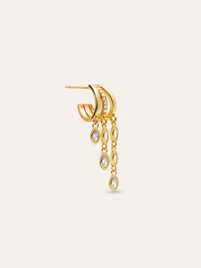 Pendiente Suelto Triple Drip Baño Oro