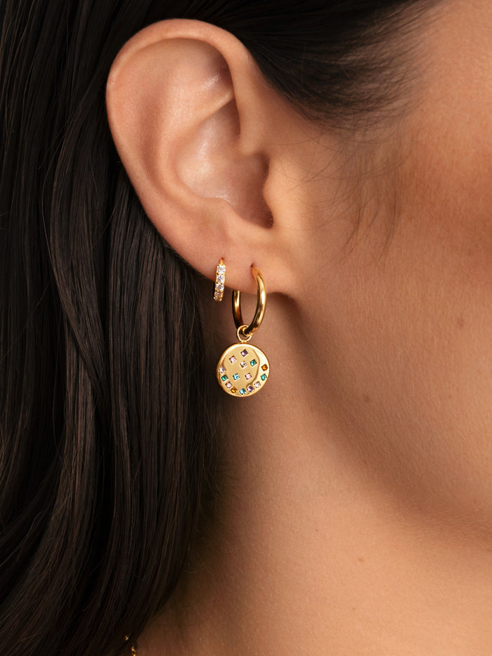 Pendientes Aro Bling Rainbow Acero Baño Oro