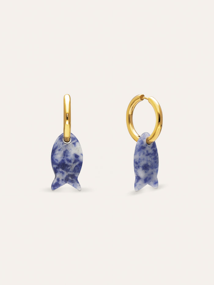 Pendientes Aro Carmen True Pez Acero Baño Oro