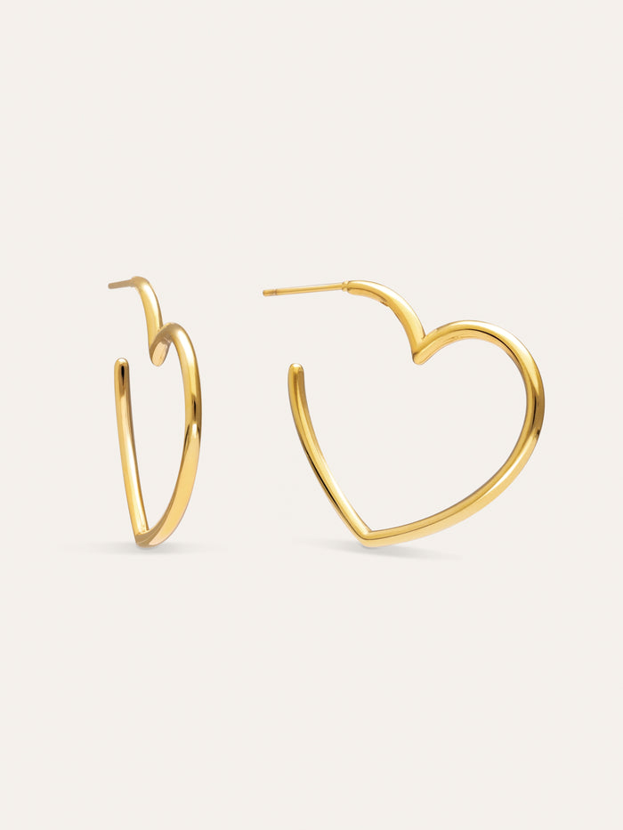 Pendientes Aro Cuore Acero Baño Oro