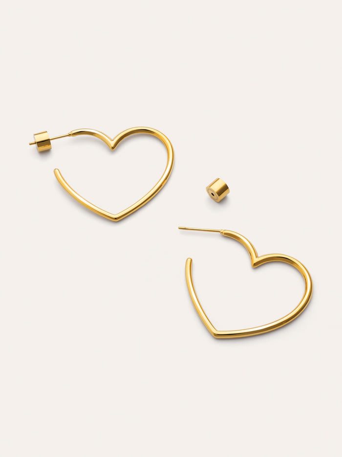 Pendientes Aro Cuore Acero Baño Oro