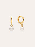 Pendientes Aro Pearl Acero Baño Oro