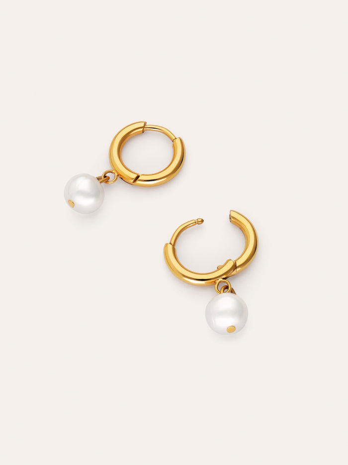 Pendientes Aro Pearl Acero Baño Oro