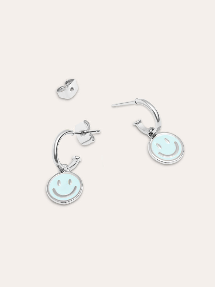 Pendientes Aro Smiley Sky Enamel