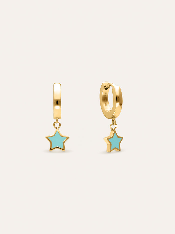 Pendientes Aro Star Sky Acero Baño Oro