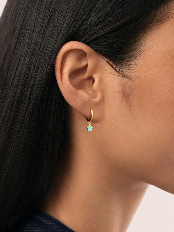Pendientes Aro Star Sky Acero Baño Oro