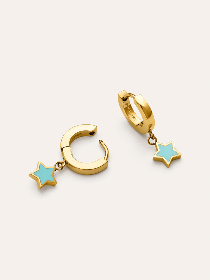 Pendientes Aro Star Sky Acero Baño Oro