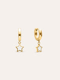 Pendientes Aro Star White Enamel Acero Baño Oro