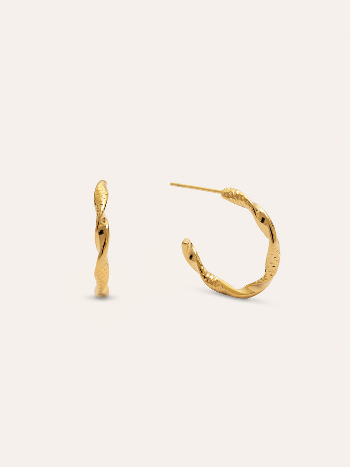 Pendientes Aro Tressia Organic Acero Baño Oro