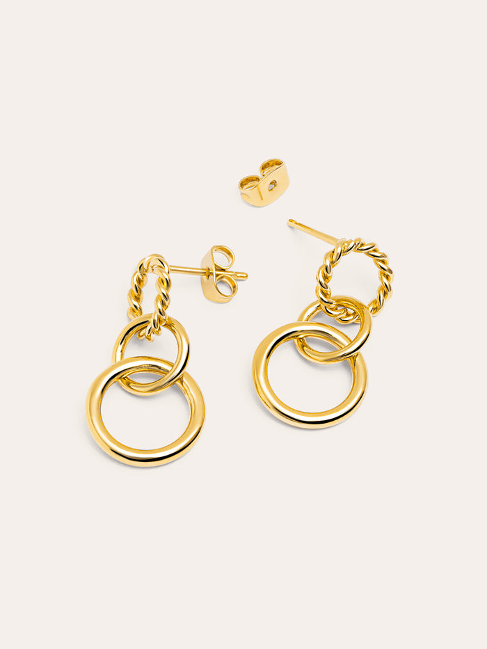 Pendientes Circles Twist Baño Oro