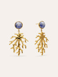 Pendientes Coral Stone Azul Acero Baño Oro
