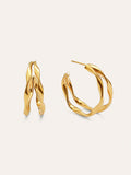 Pendientes Doble Organic River Acero Baño Oro