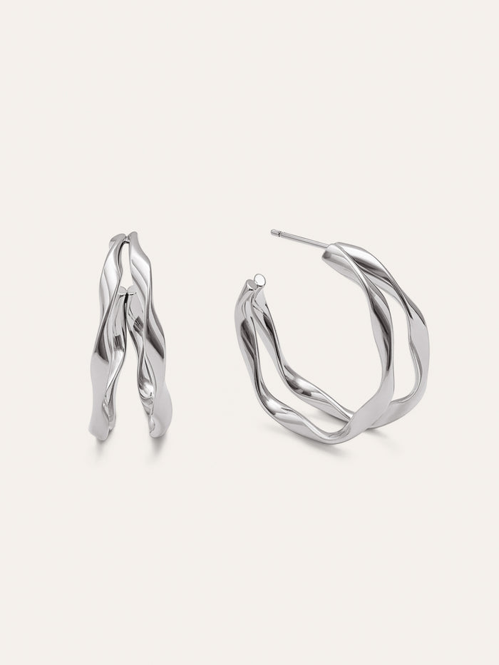 Pendientes Doble Organic River Acero