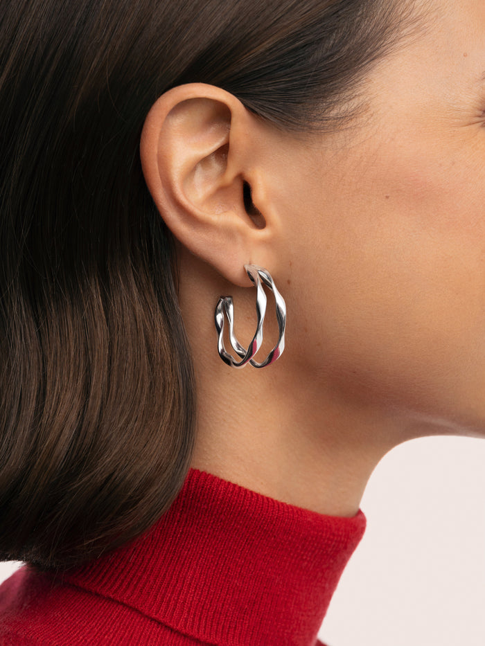 Pendientes Doble Organic River Acero