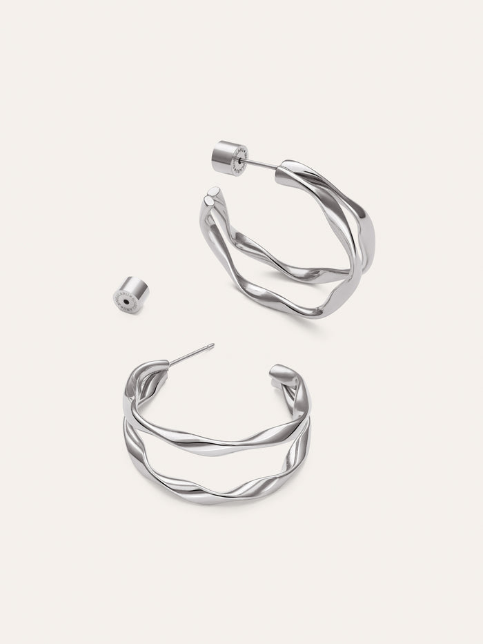 Pendientes Doble Organic River Acero