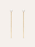 Pendientes Falling Pearl Acero Baño Oro