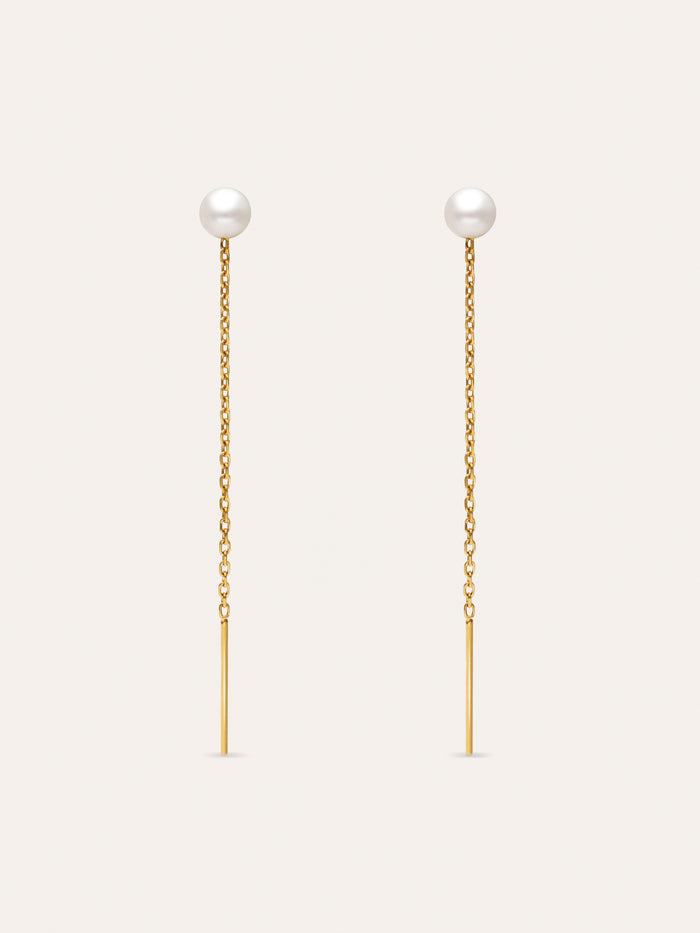 Pendientes Falling Pearl Acero Baño Oro